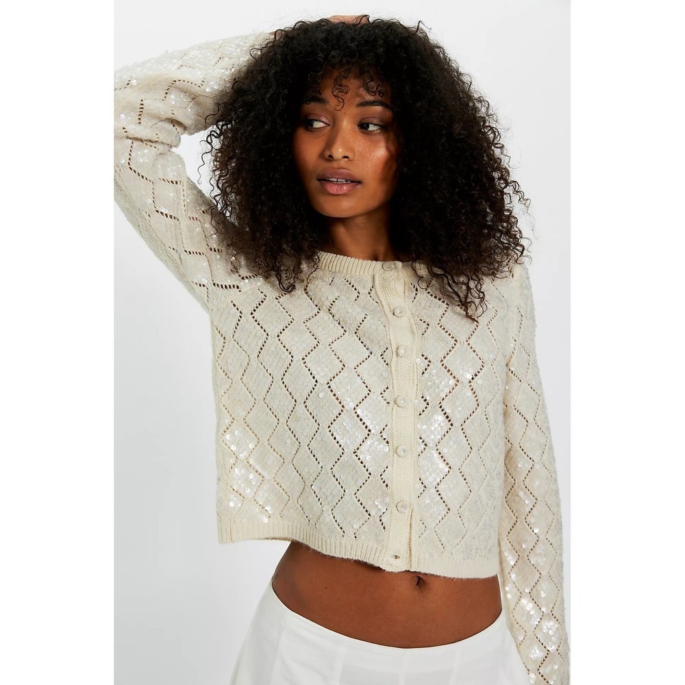 NWT!! Free People WE THE FREE Mermaid Cardi Cardigan Sweater Sequins Small